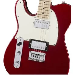 Squier Contemporary Telecaster Left-Handed Electric Guitar, HH, Maple Fingerboard - Dark Metallic Red -Musical Instrument Shop 0321229565 gtr frtbdydtl 001 nr