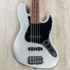 G&L USA JB-5 5-String Bass, Silver Metallic, Rosewood Board, Matching Headstock -Musical Instrument Shop 20200507 dsc09063