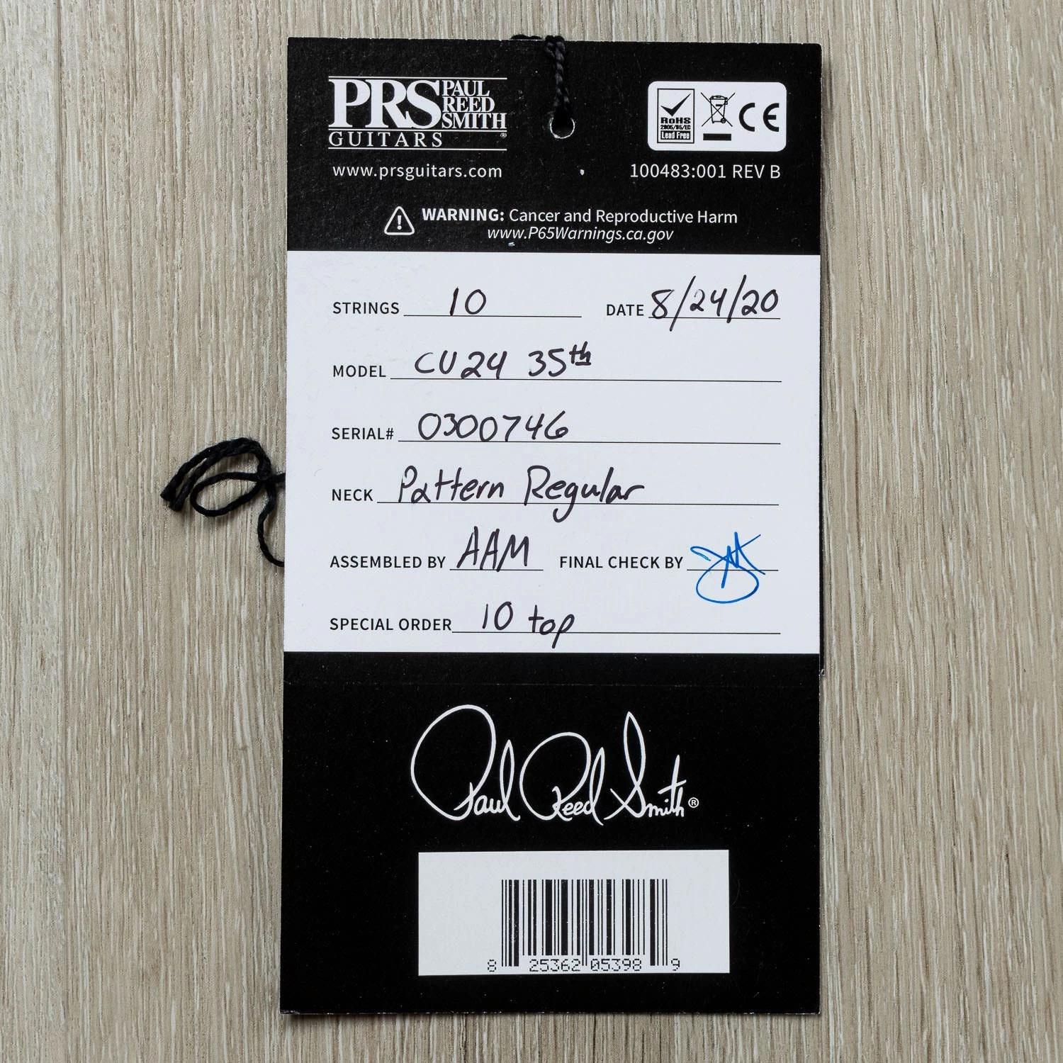 PRS Paul Reed Smith 35th Anniversary Custom 24 10-Top Guitar, Trampas Green Wrap Burst W/ Natural Back 14 PRS Paul Reed Smith 35th Anniversary Custom 24 10-Top Guitar, Trampas Green Wrap Burst W/ Natural Back - Image 12