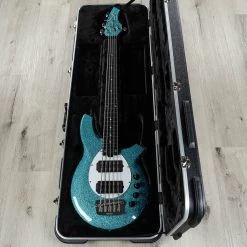 Ernie Ball Music Man Bongo 5 HH 5-String Bass, Aqua Sparkle, Matching Headstock -Musical Instrument Shop 20200922 dsc05748