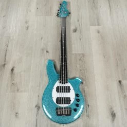 Ernie Ball Music Man Bongo 5 HH 5-String Bass, Aqua Sparkle, Matching Headstock -Musical Instrument Shop 20200922 dsc05750