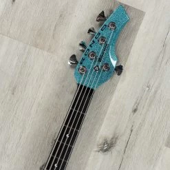 Ernie Ball Music Man Bongo 5 HH 5-String Bass, Aqua Sparkle, Matching Headstock -Musical Instrument Shop 20200922 dsc05758