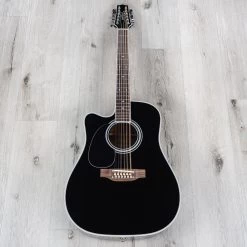 Takamine EF381SC 12-String Dreadnought Left-Handed Acoustic-Electric Guitar With Hard Case - Black -Musical Instrument Shop 20210204 dsc07424