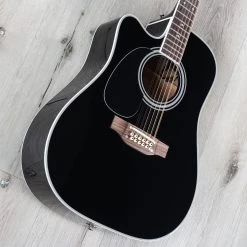 Takamine EF381SC 12-String Dreadnought Left-Handed Acoustic-Electric Guitar With Hard Case - Black -Musical Instrument Shop 20210204 dsc07429