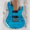 Ibanez MM7 Martin Miller 7-String Guitar, Roasted Maple Fretboard, Transparent Aqua Blue -Musical Instrument Shop 20210908 dsc01930