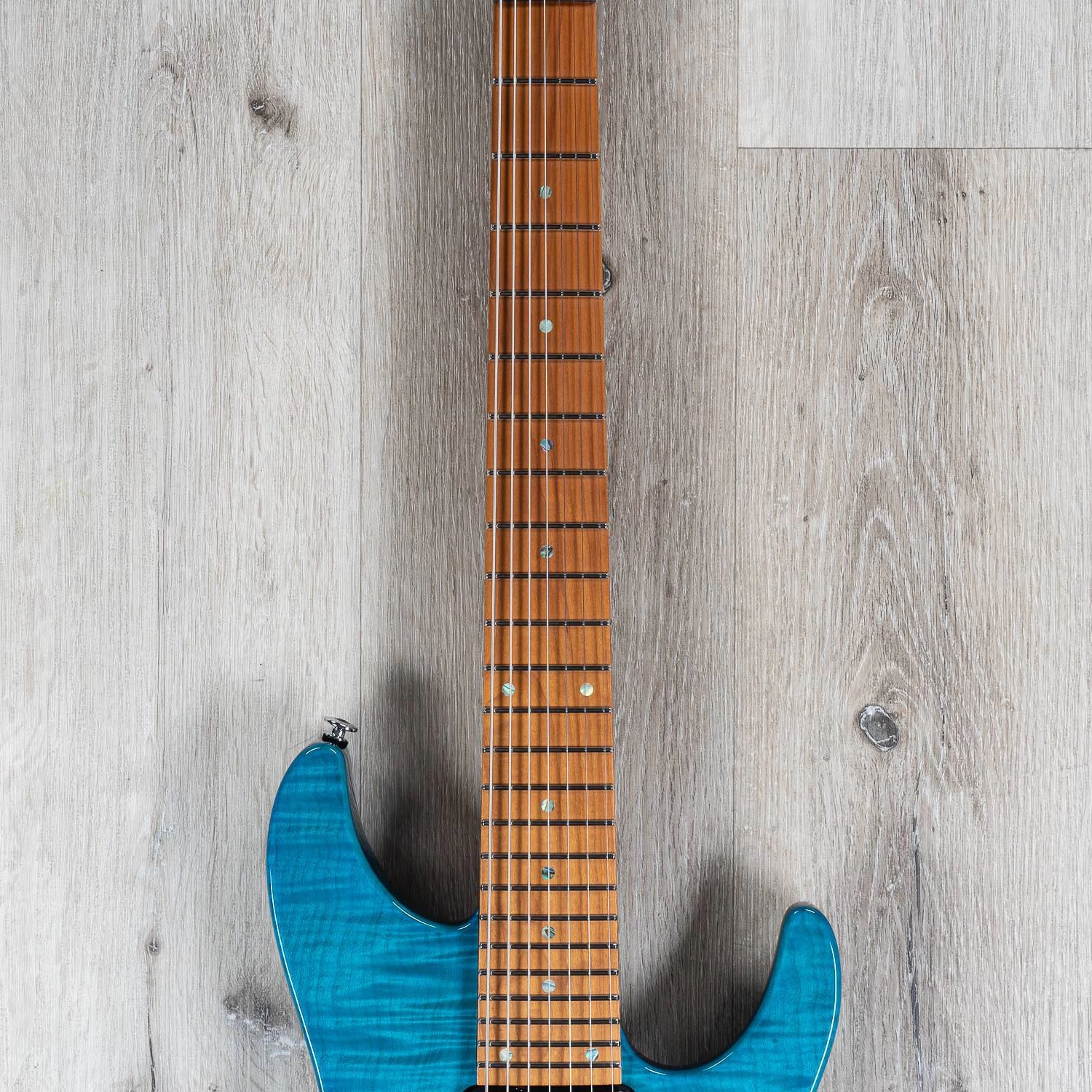 Ibanez MM7 Martin Miller 7-String Guitar, Roasted Maple Fretboard, Transparent Aqua Blue 6 Ibanez MM7 Martin Miller 7-String Guitar, Roasted Maple Fretboard, Transparent Aqua Blue - Image 4