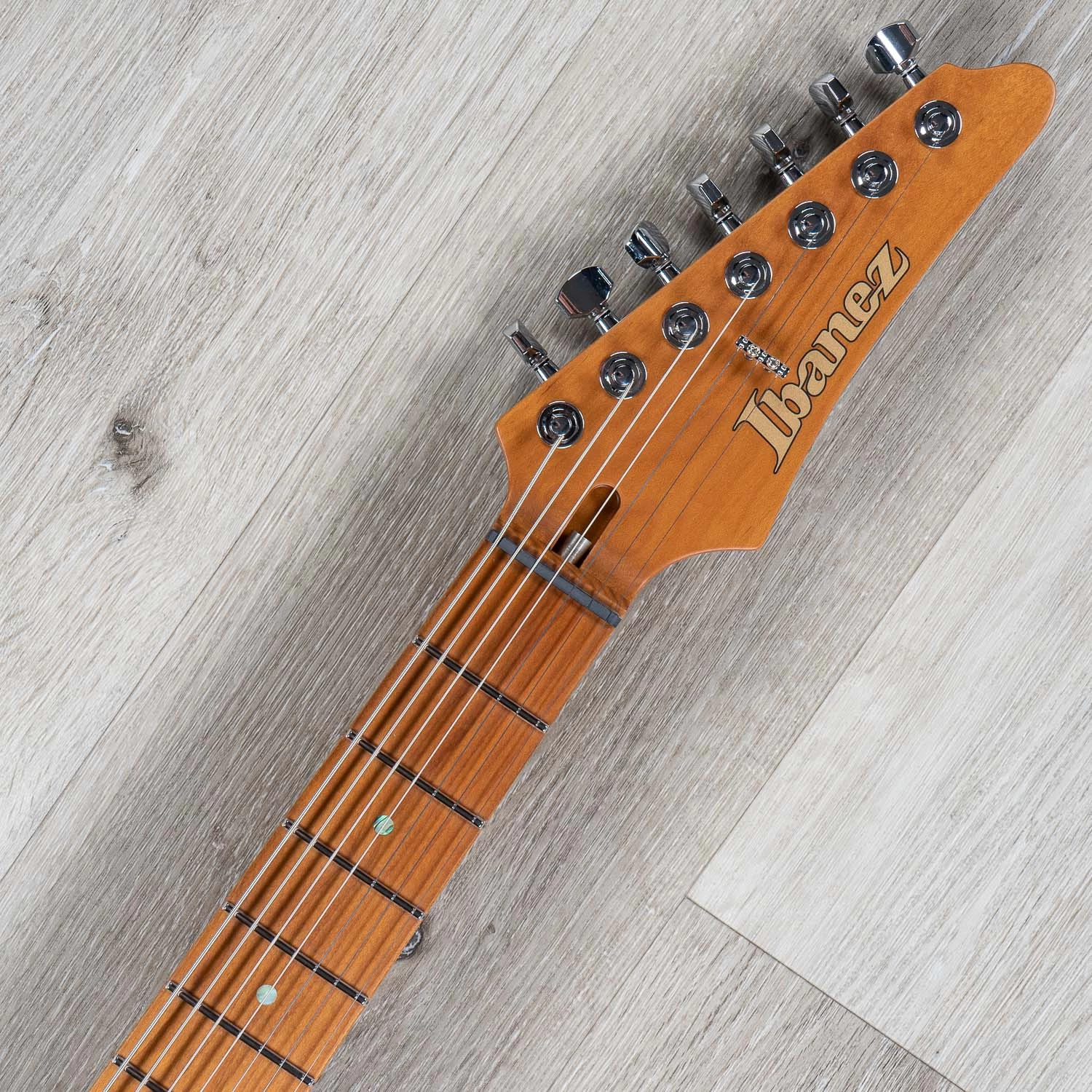 Ibanez MM7 Martin Miller 7-String Guitar, Roasted Maple Fretboard, Transparent Aqua Blue 10 Ibanez MM7 Martin Miller 7-String Guitar, Roasted Maple Fretboard, Transparent Aqua Blue - Image 8