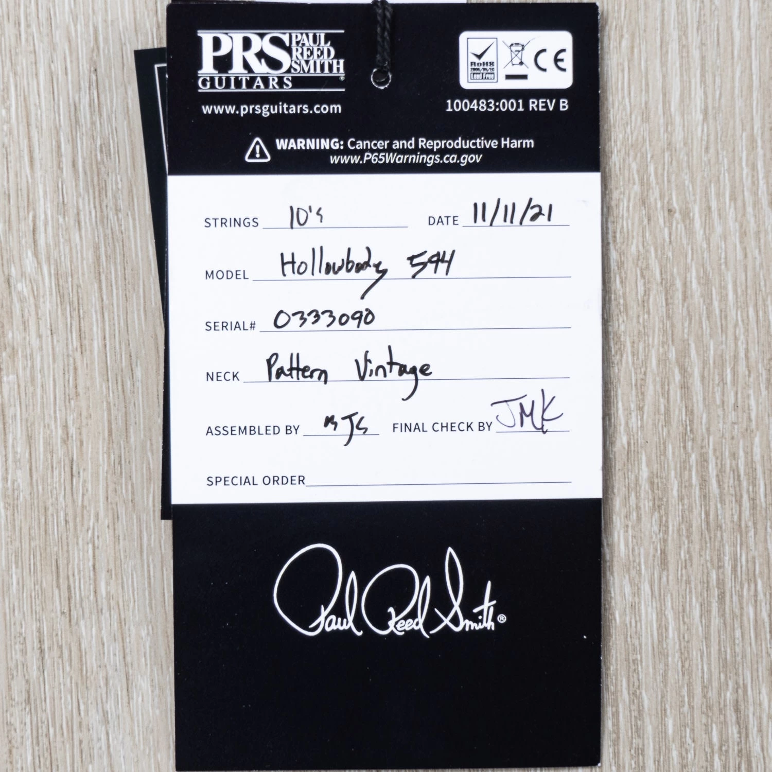 PRS Paul Reed Smith McCarty Hollowbody 594 Guitar, Cobalt Blue 14 PRS Paul Reed Smith McCarty Hollowbody 594 Guitar, Cobalt Blue - Image 12