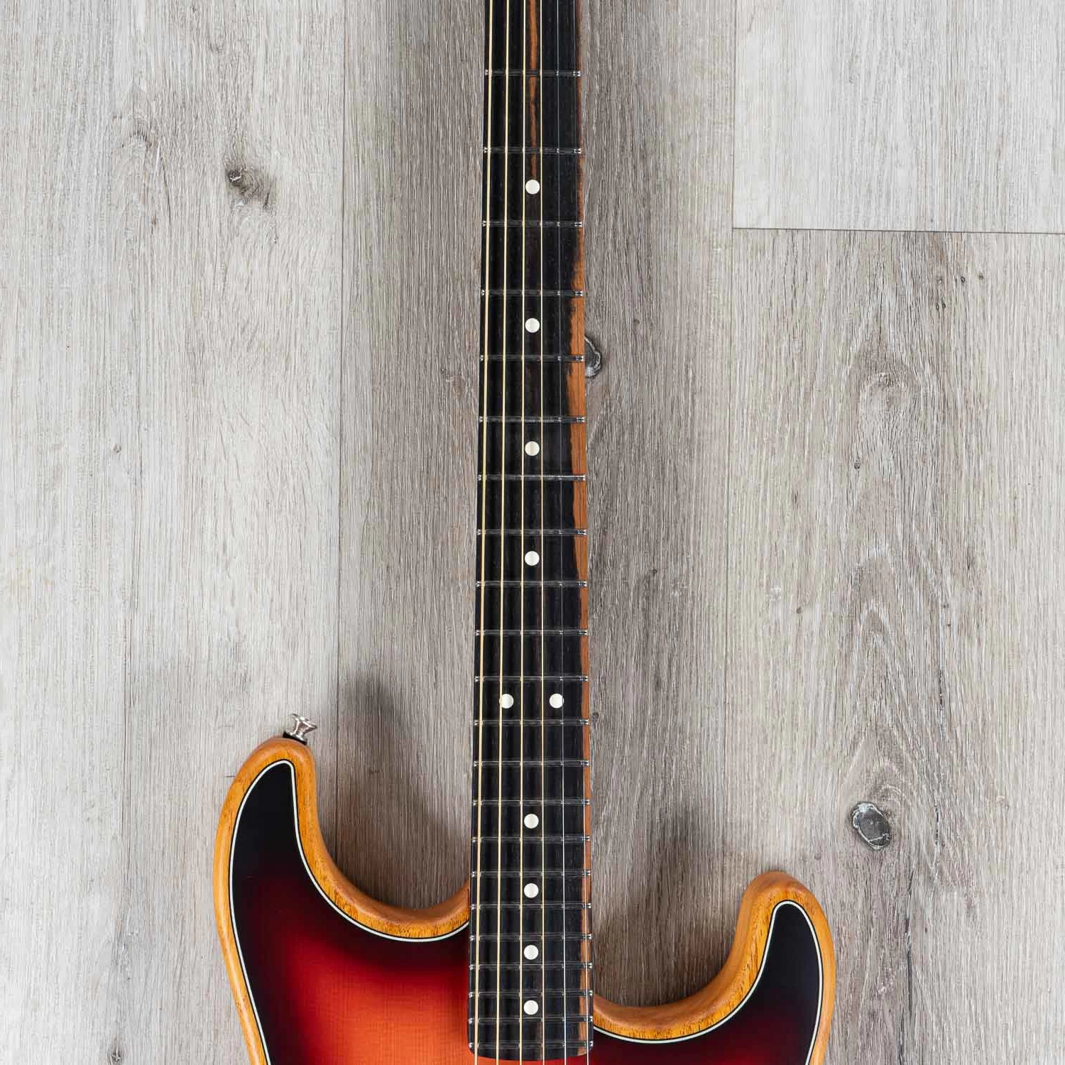 Fender American Acoustasonic Stratocaster Guitar, Ebony Fretboard, 3 Color Sunburst 6 Fender American Acoustasonic Stratocaster Guitar, Ebony Fretboard, 3 Color Sunburst - Image 4