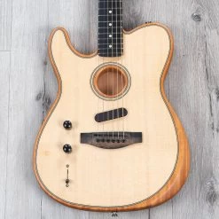 Fender American Acoustasonic Telecaster Left-Handed Guitar, Ebony Fretboard, Natural