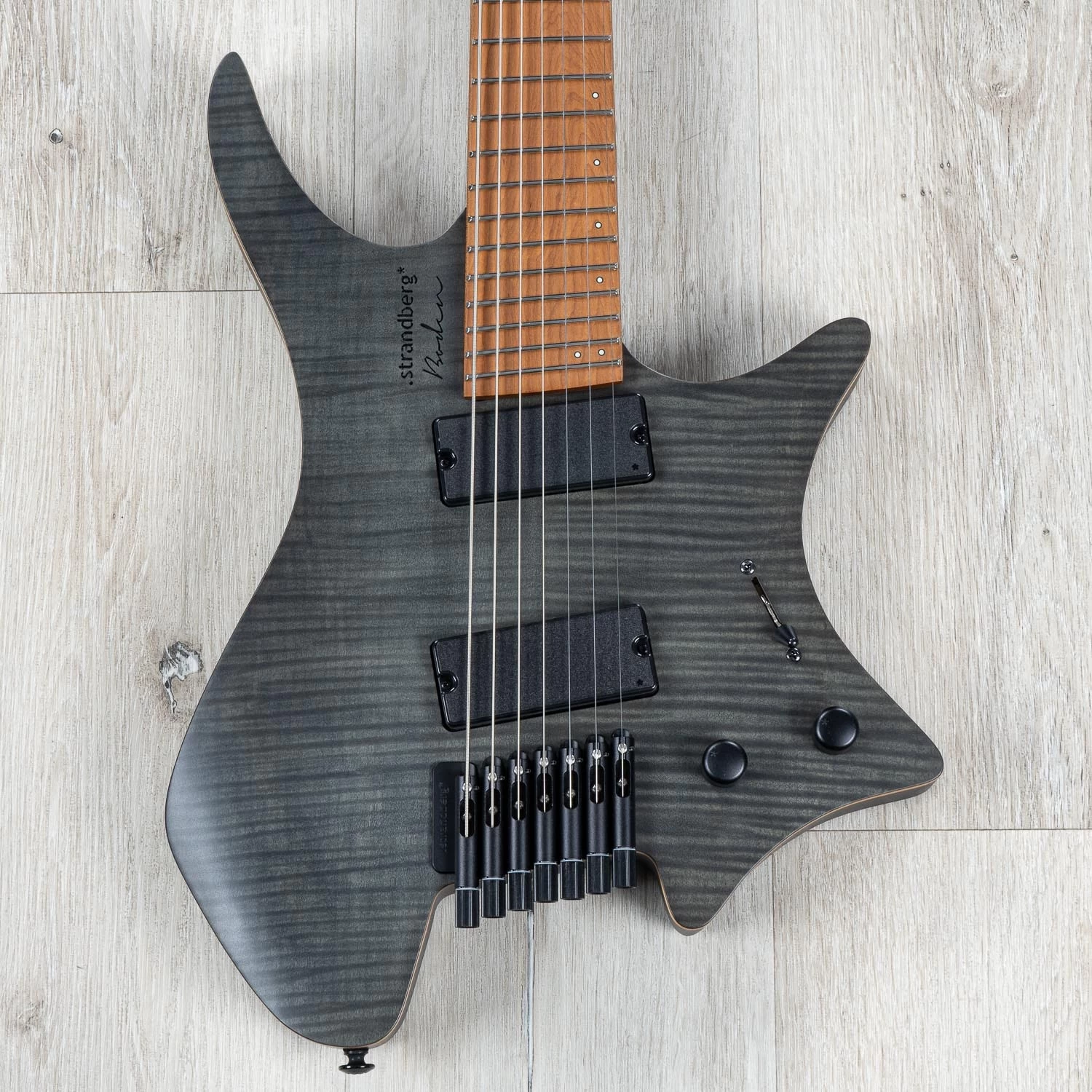 Strandberg Boden Standard 7 Maple Flame Black Headless Electric Guitar W/ Gig Bag 3 Strandberg Boden Standard 7 Maple Flame Black Headless Electric Guitar W/ Gig Bag