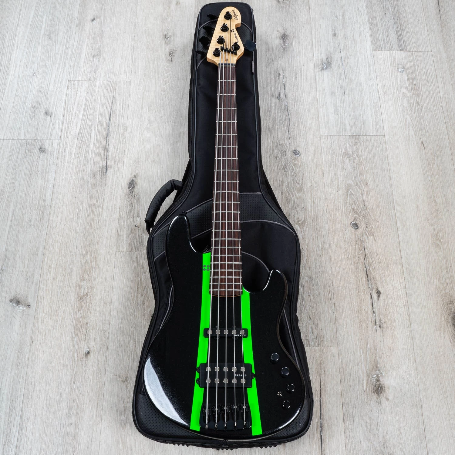 Sandberg California TM-5 Exclusive Run Bass, 5-String, Cosmic Black W/ Neon Green Stripes 12 Sandberg California TM-5 Exclusive Run Bass, 5-String, Cosmic Black W/ Neon Green Stripes - Image 10