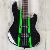 Sandberg California TM-5 Exclusive Run Bass, 5-String, Cosmic Black W/ Neon Green Stripes -Musical Instrument Shop 20220705 dsc05697