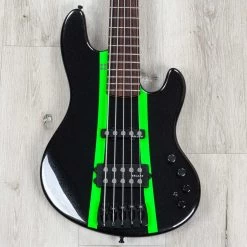 Sandberg California TM-5 Exclusive Run Bass, 5-String, Cosmic Black W/ Neon Green Stripes