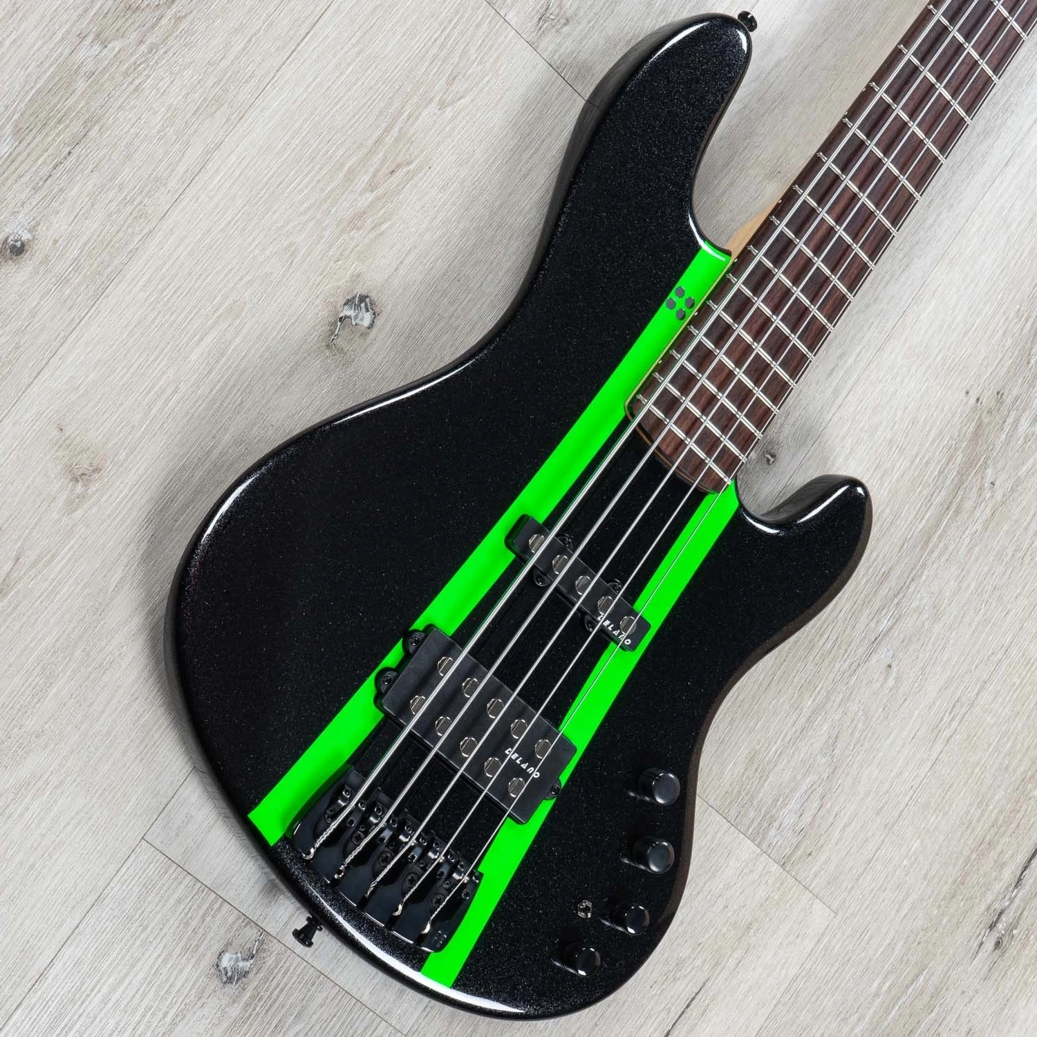 Sandberg California TM-5 Exclusive Run Bass, 5-String, Cosmic Black W/ Neon Green Stripes 4 Sandberg California TM-5 Exclusive Run Bass, 5-String, Cosmic Black W/ Neon Green Stripes - Image 2
