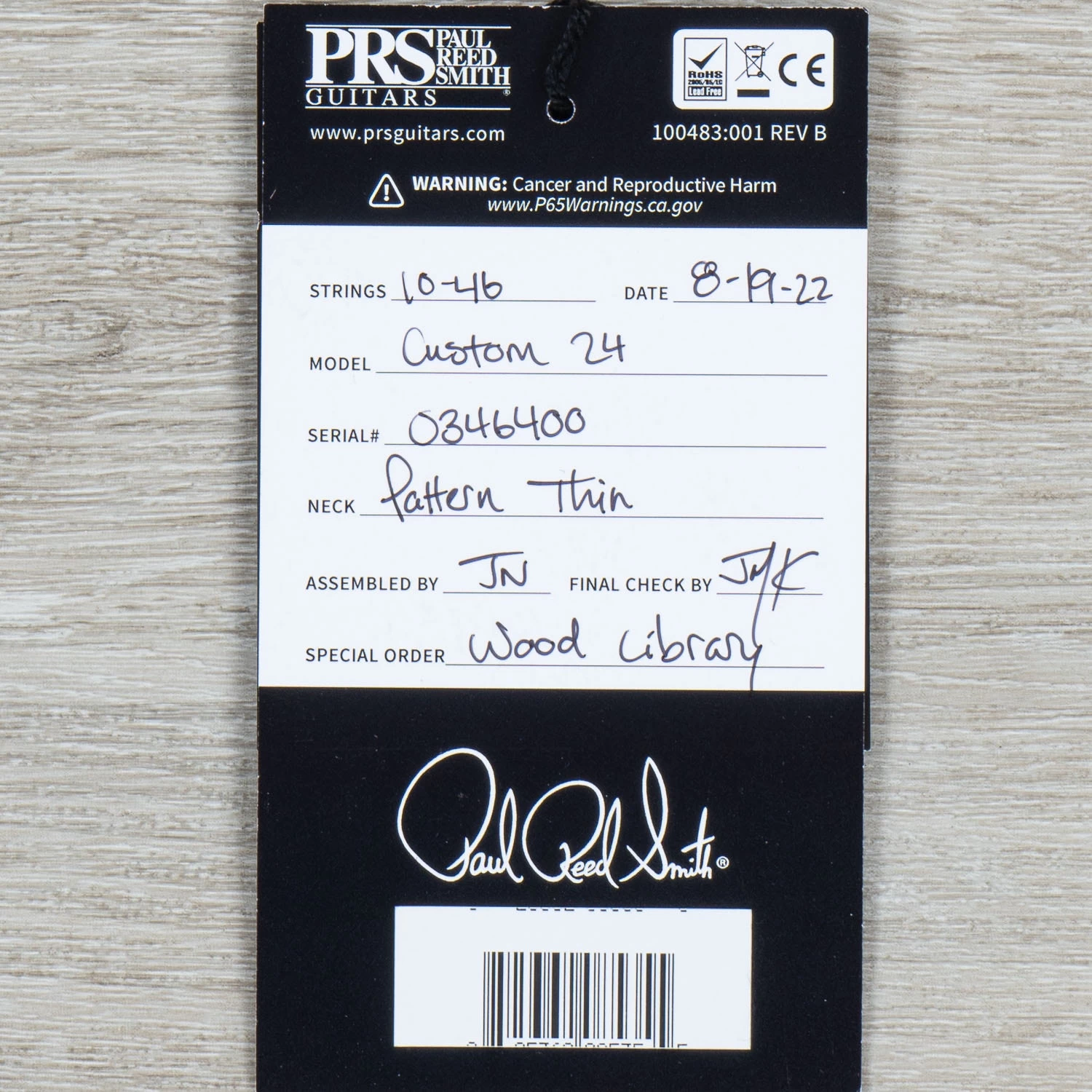 PRS Paul Reed Smith Wood Library Custom 24 Guitar, Satin Cobalt Blue 14 PRS Paul Reed Smith Wood Library Custom 24 Guitar, Satin Cobalt Blue - Image 12