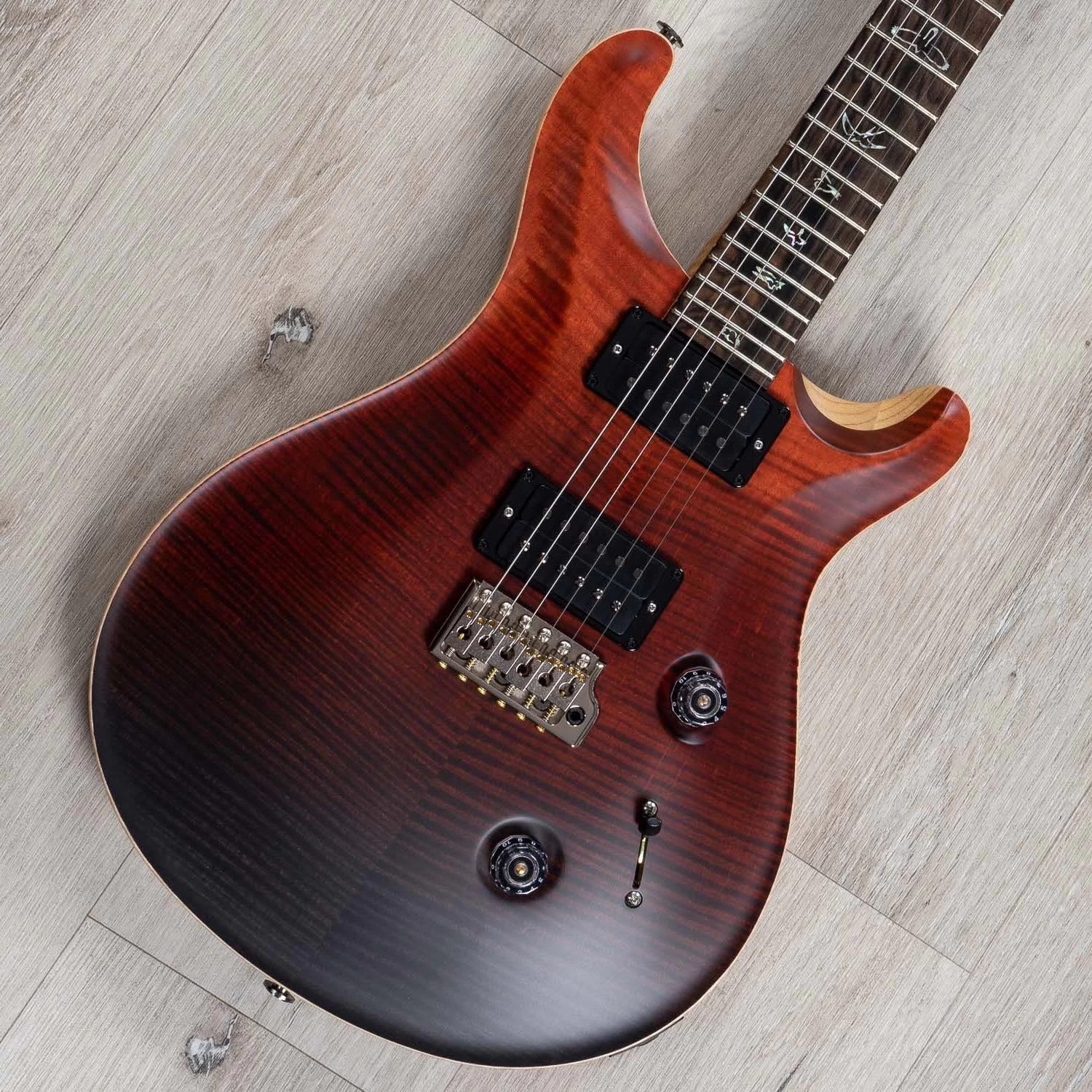 PRS Paul Reed Smith Wood Library Custom 24 Guitar, Fire Red To Gray Black Fade, Roasted Maple Neck 4 PRS Paul Reed Smith Wood Library Custom 24 Guitar, Fire Red To Gray Black Fade, Roasted Maple Neck - Image 2