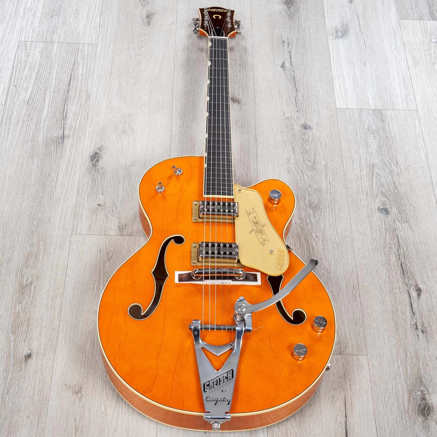 Gretsch G6120T-59 Vintage Select Edition '59 Chet Atkins Hollow Body Guitar With Bigsby, TV Jones, Vintage Orange Stain Lacquer 5 Gretsch G6120T-59 Vintage Select Edition '59 Chet Atkins Hollow Body Guitar With Bigsby, TV Jones, Vintage Orange Stain Lacquer - Image 3