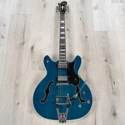 Hagstrom Tremar Viking Deluxe Semi-Hollow Guitar, Resinator Fretboard, Cloudy Seas -Musical Instrument Shop 20230301 dsc02762