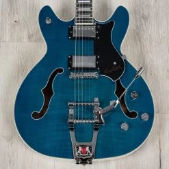 Hagstrom Tremar Viking Deluxe Semi-Hollow Guitar, Resinator Fretboard, Cloudy Seas