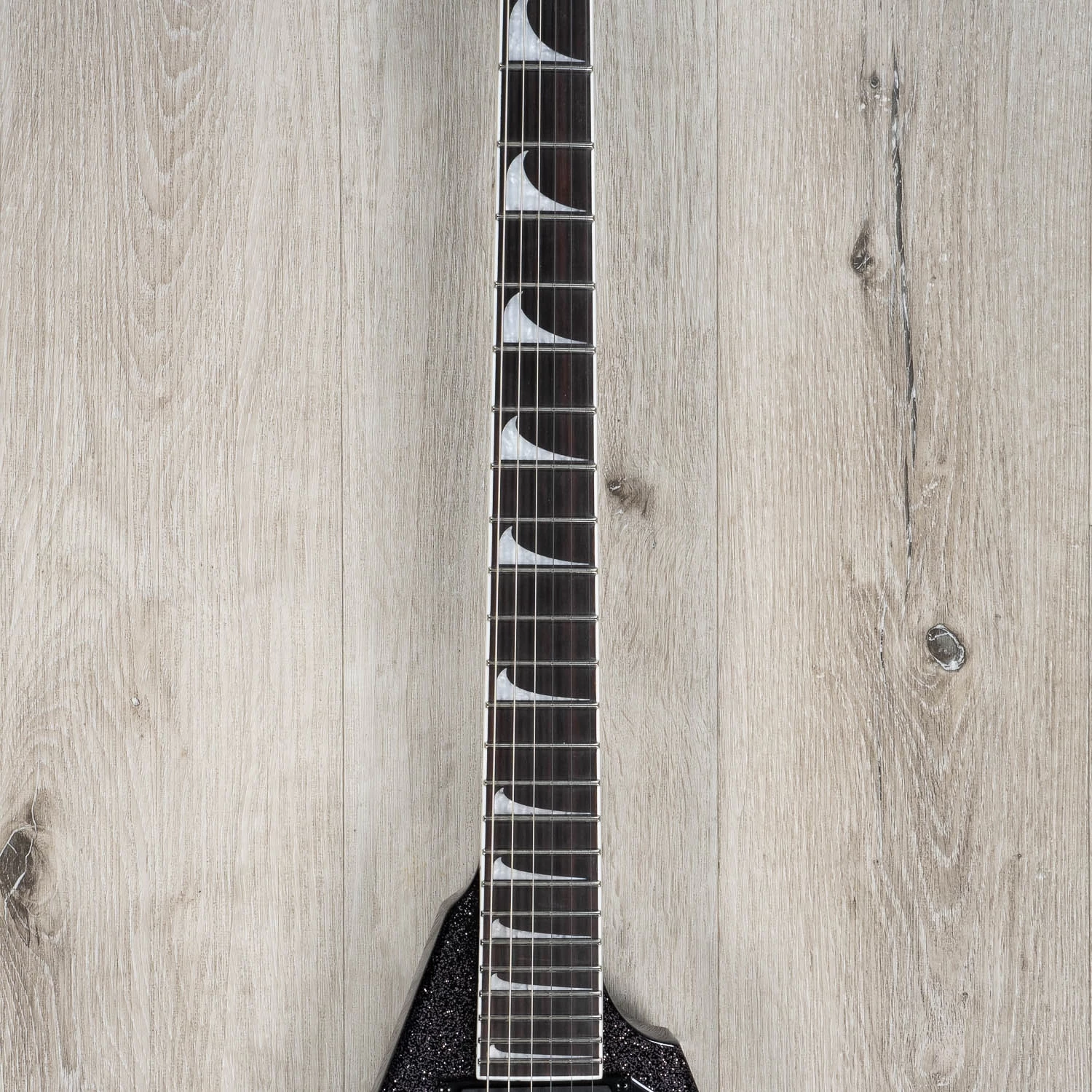 ESP LTD KH-V Kirk Hammett Signature Guitar, Ebony Fingerboard, Black Sparkle 6 ESP LTD KH-V Kirk Hammett Signature Guitar, Ebony Fingerboard, Black Sparkle - Image 4