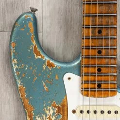 Fender Custom Shop Limited Edition Red Hot Strat Super Heavy Relic Guitar, Maple Fretboard, Super Faded Aged Lake Placid Blue -Musical Instrument Shop 20230614 dsc00644