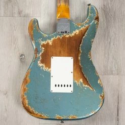 Fender Custom Shop Limited Edition Red Hot Strat Super Heavy Relic Guitar, Maple Fretboard, Super Faded Aged Lake Placid Blue -Musical Instrument Shop 20230614 dsc00660