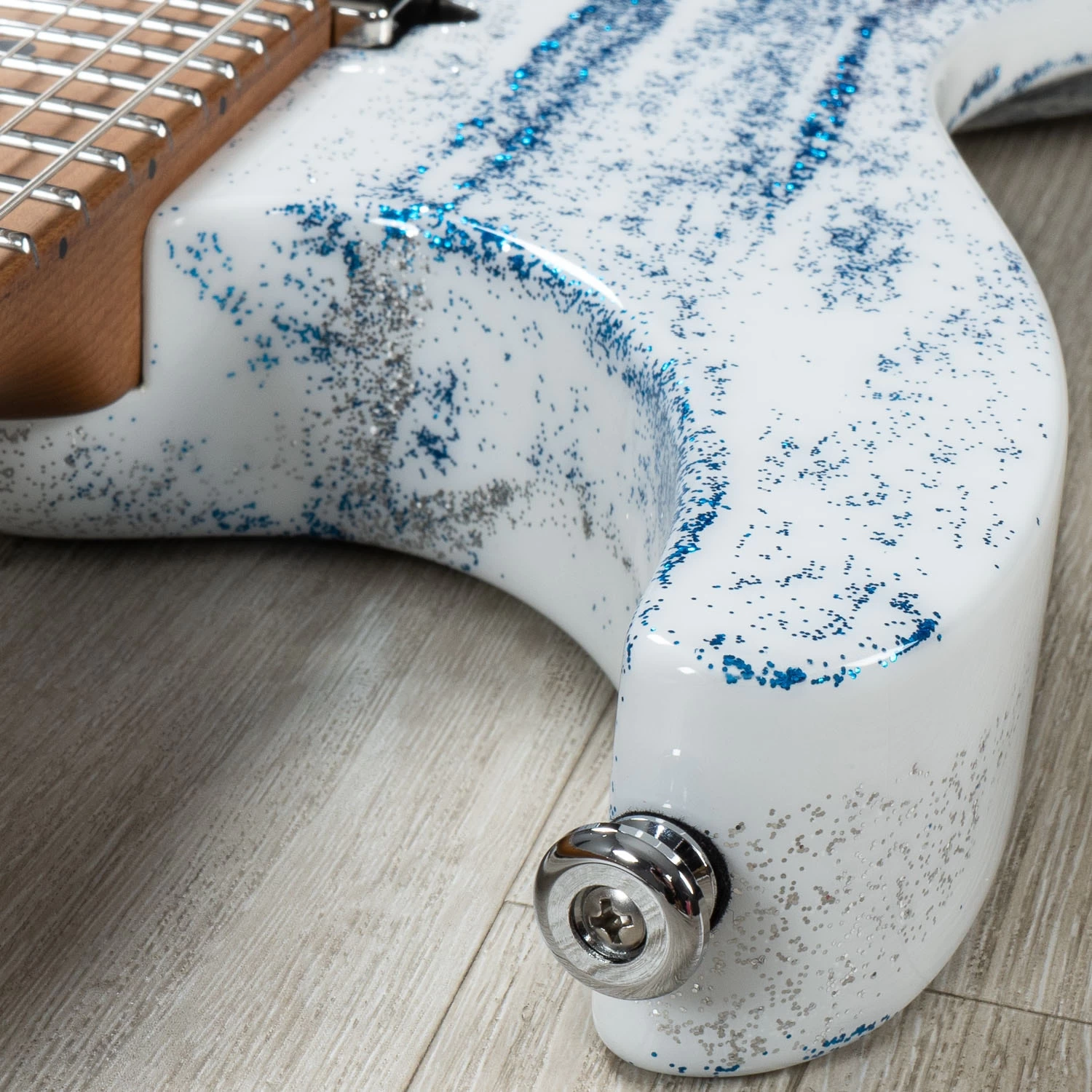 Suhr Custom Modern HH Guitar, Roasted Maple Fretboard, Silver / Blue Sparkle Drip 12 Suhr Custom Modern HH Guitar, Roasted Maple Fretboard, Silver / Blue Sparkle Drip - Image 10