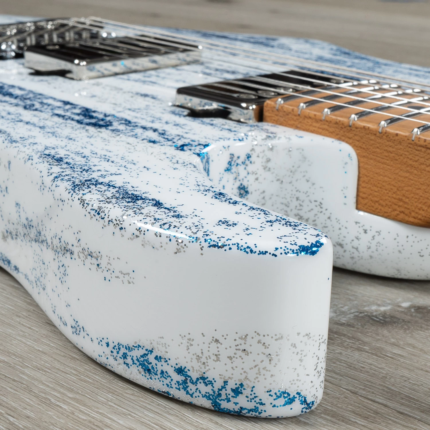 Suhr Custom Modern HH Guitar, Roasted Maple Fretboard, Silver / Blue Sparkle Drip 13 Suhr Custom Modern HH Guitar, Roasted Maple Fretboard, Silver / Blue Sparkle Drip - Image 11