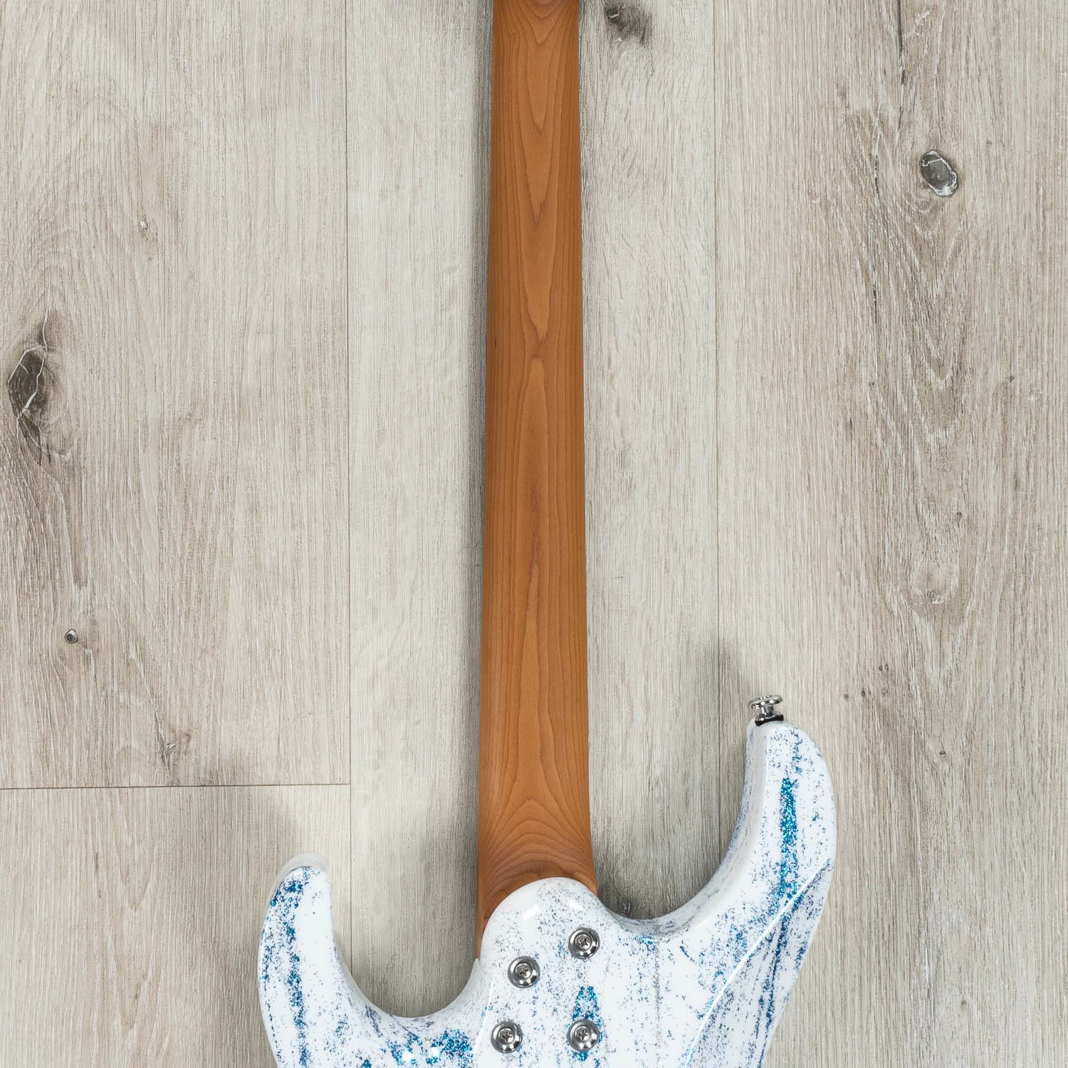 Suhr Custom Modern HH Guitar, Roasted Maple Fretboard, Silver / Blue Sparkle Drip 7 Suhr Custom Modern HH Guitar, Roasted Maple Fretboard, Silver / Blue Sparkle Drip - Image 5