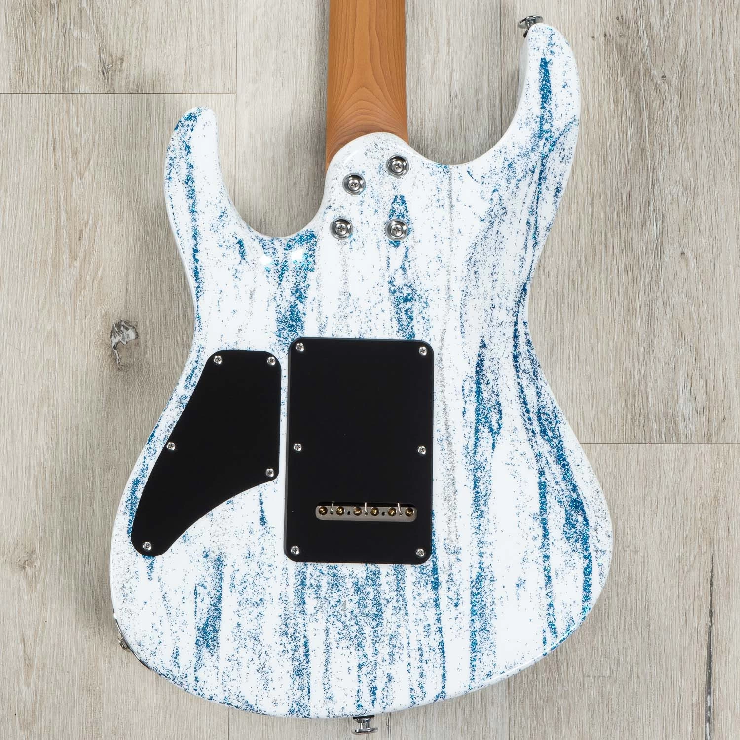 Suhr Custom Modern HH Guitar, Roasted Maple Fretboard, Silver / Blue Sparkle Drip 9 Suhr Custom Modern HH Guitar, Roasted Maple Fretboard, Silver / Blue Sparkle Drip - Image 7