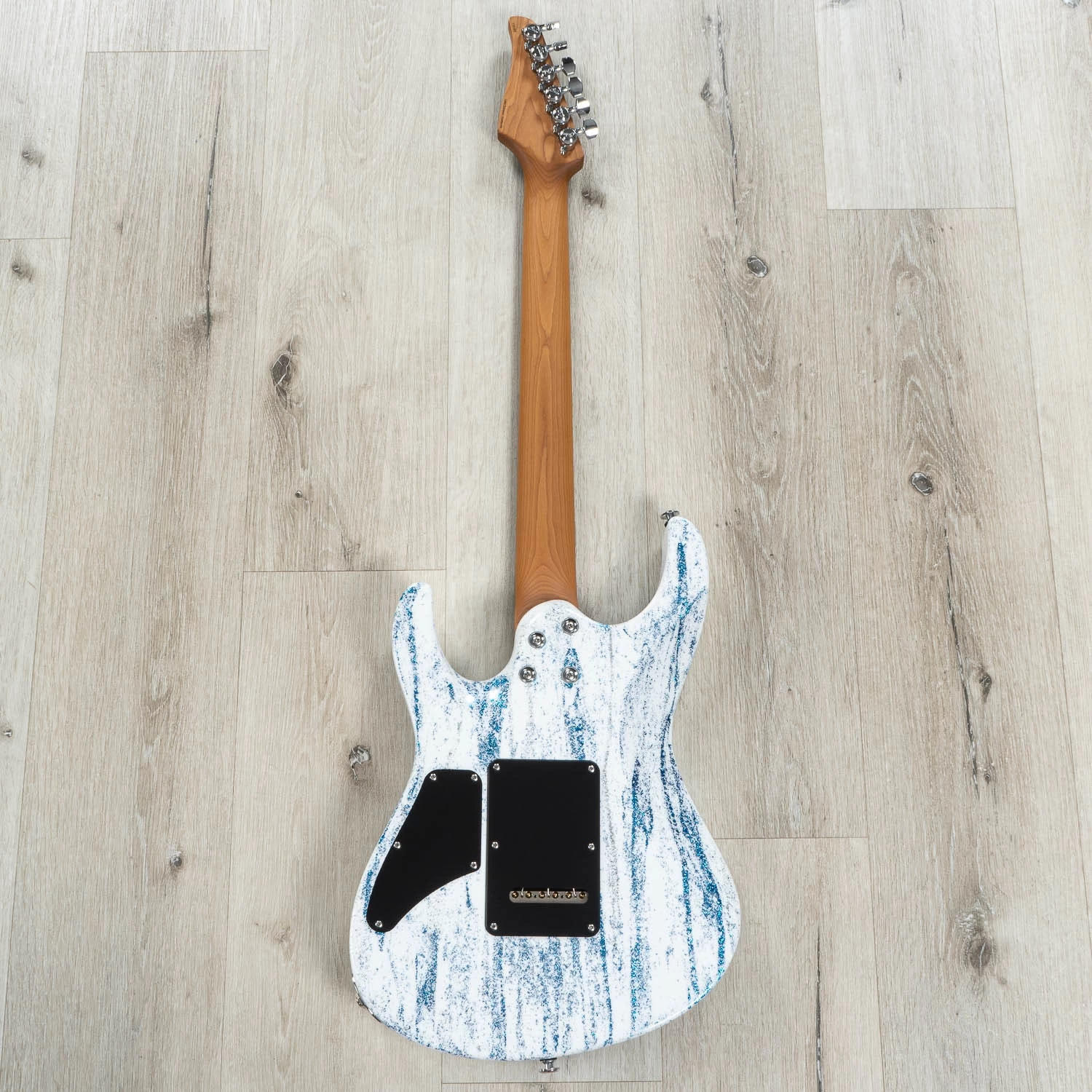 Suhr Custom Modern HH Guitar, Roasted Maple Fretboard, Silver / Blue Sparkle Drip 8 Suhr Custom Modern HH Guitar, Roasted Maple Fretboard, Silver / Blue Sparkle Drip - Image 6