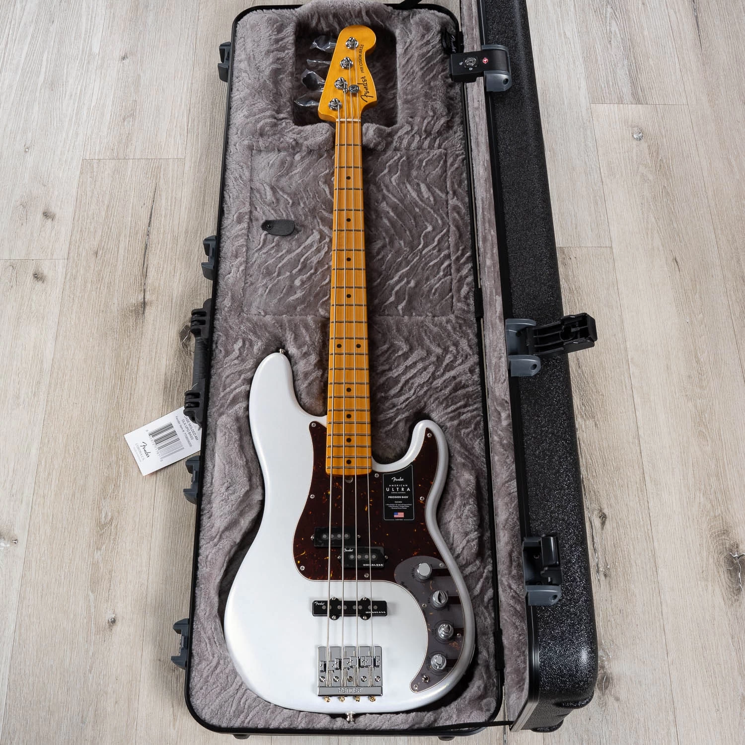 Fender American Ultra Precision Bass Guitar W/ Case, Maple Fingerboard, Arctic Pearl 12 Fender American Ultra Precision Bass Guitar W/ Case, Maple Fingerboard, Arctic Pearl - Image 10