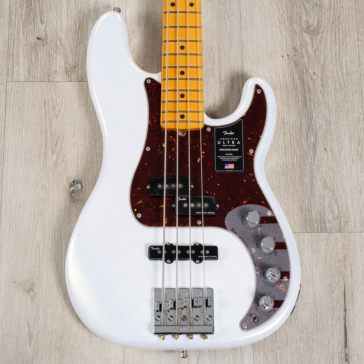 Fender American Ultra Precision Bass Guitar W/ Case, Maple Fingerboard, Arctic Pearl 3 Fender American Ultra Precision Bass Guitar W/ Case, Maple Fingerboard, Arctic Pearl