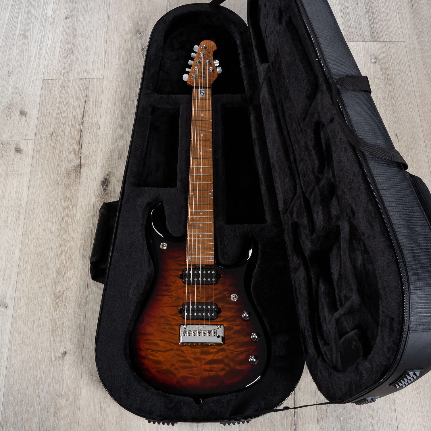 Ernie Ball Music Man John Petrucci JP15 7-String Guitar, Tiger Eye Quilt Top 12 Ernie Ball Music Man John Petrucci JP15 7-String Guitar, Tiger Eye Quilt Top - Image 10