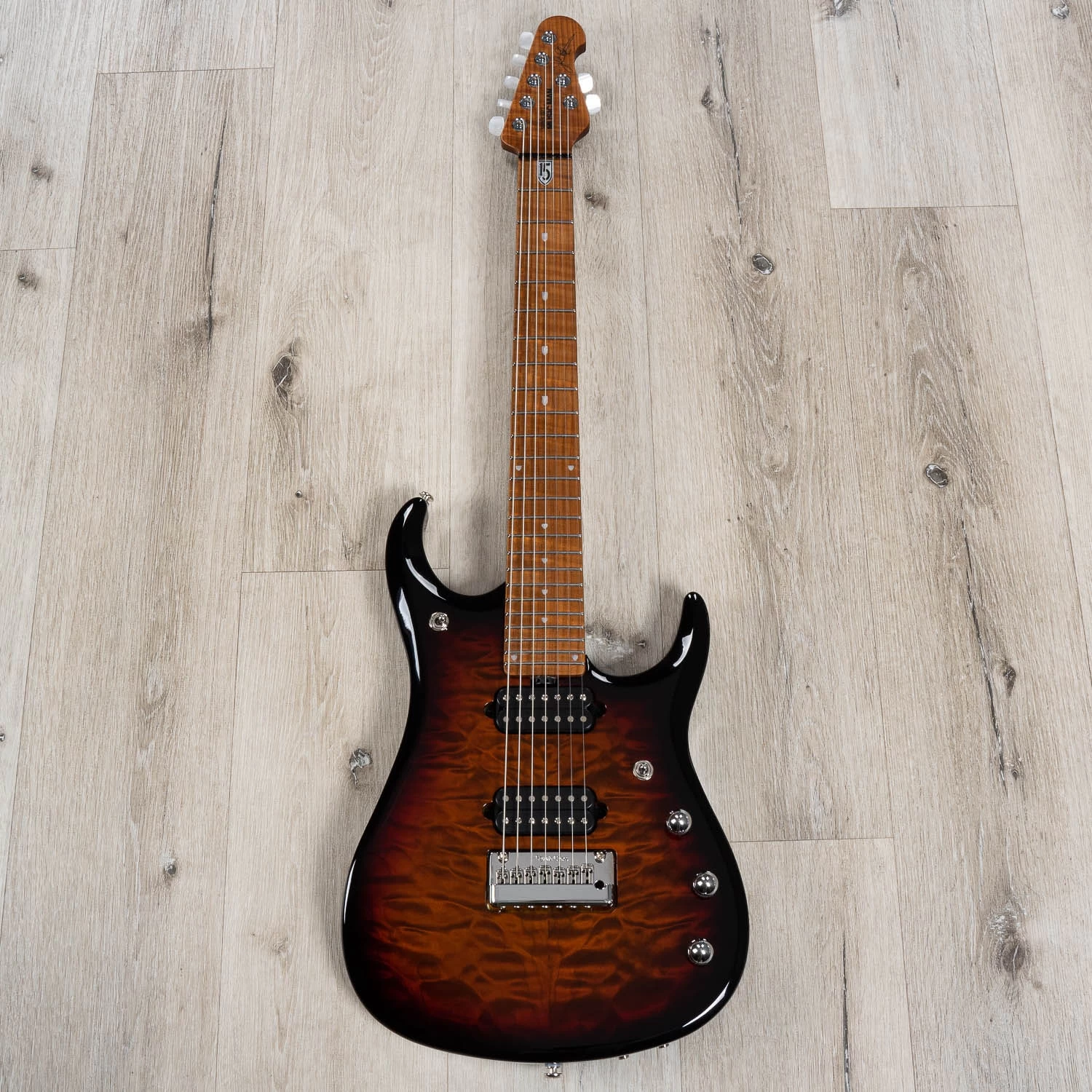 Ernie Ball Music Man John Petrucci JP15 7-String Guitar, Tiger Eye Quilt Top 5 Ernie Ball Music Man John Petrucci JP15 7-String Guitar, Tiger Eye Quilt Top - Image 3