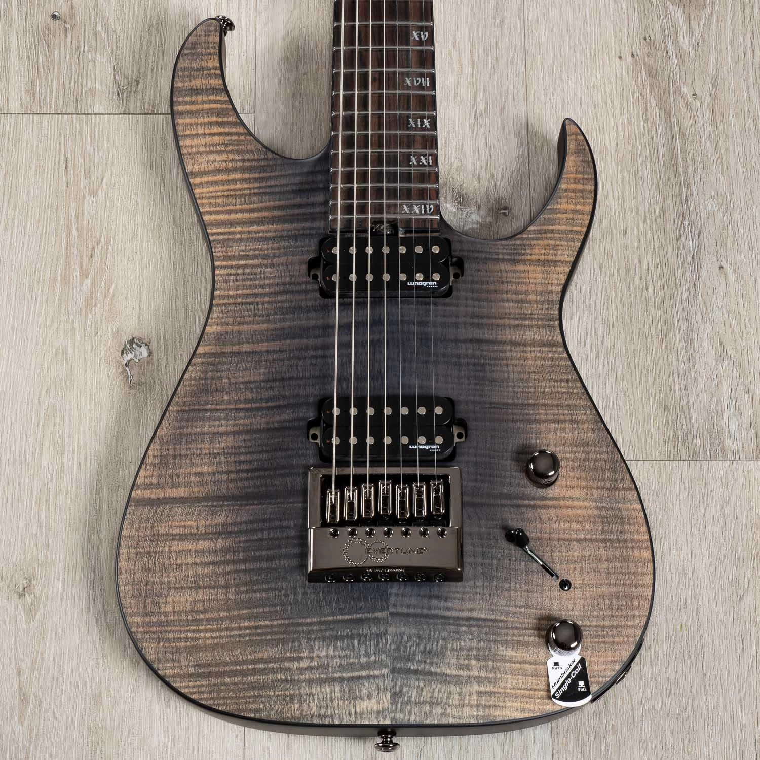 Schecter 1415 Banshee Mach-7 Evertune 7-String Guitar, Ebony Fretboard, Fallout Burst 3 Schecter 1415 Banshee Mach-7 Evertune 7-String Guitar, Ebony Fretboard, Fallout Burst