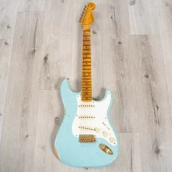 Fender Custom Shop S23 Limited Edition '57 Stratocaster Relic Guitar, Faded Aged Daphne Blue -Musical Instrument Shop 20230802 dsc00415