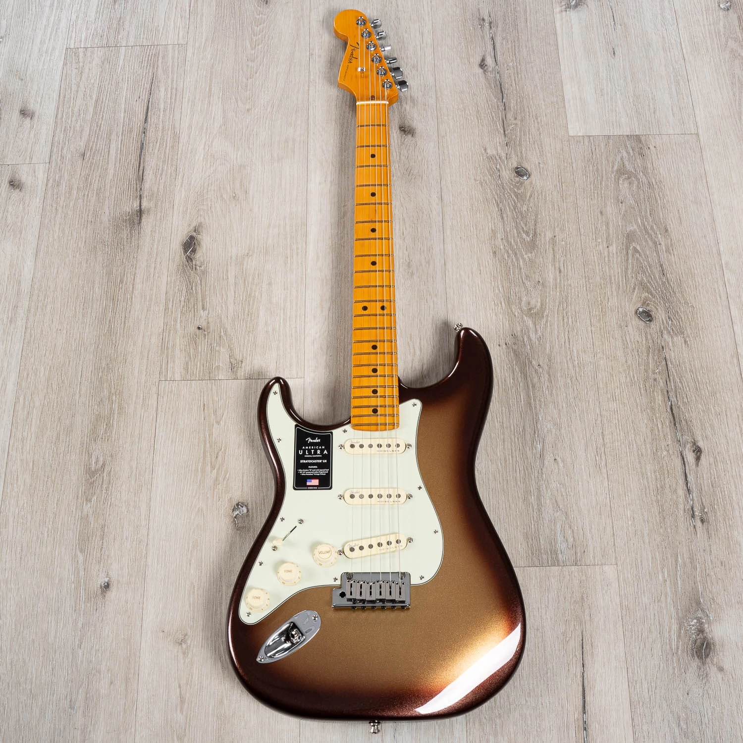Fender American Ultra Stratocaster Left-Hand Guitar, Maple Fretboard, Mocha Burst 5 Fender American Ultra Stratocaster Left-Hand Guitar, Maple Fretboard, Mocha Burst - Image 3