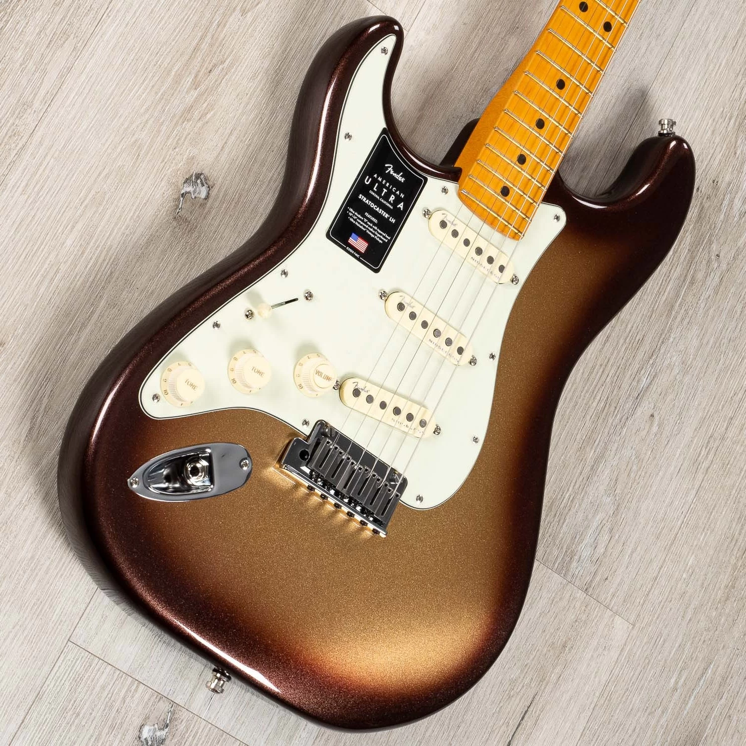 Fender American Ultra Stratocaster Left-Hand Guitar, Maple Fretboard, Mocha Burst 4 Fender American Ultra Stratocaster Left-Hand Guitar, Maple Fretboard, Mocha Burst - Image 2