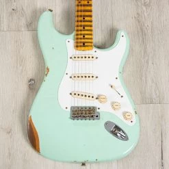 Fender Custom Shop '58 Strat Relic Guitar, Maple Neck, Super Faded Aged Surf Green