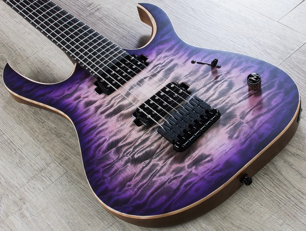 Mayones Duvell 7 Qatsi John Browne Signature Guitar, Ajna Burst, Ebony Board, Bare Knuckle Pickups, Quilt Maple Top - Image 2