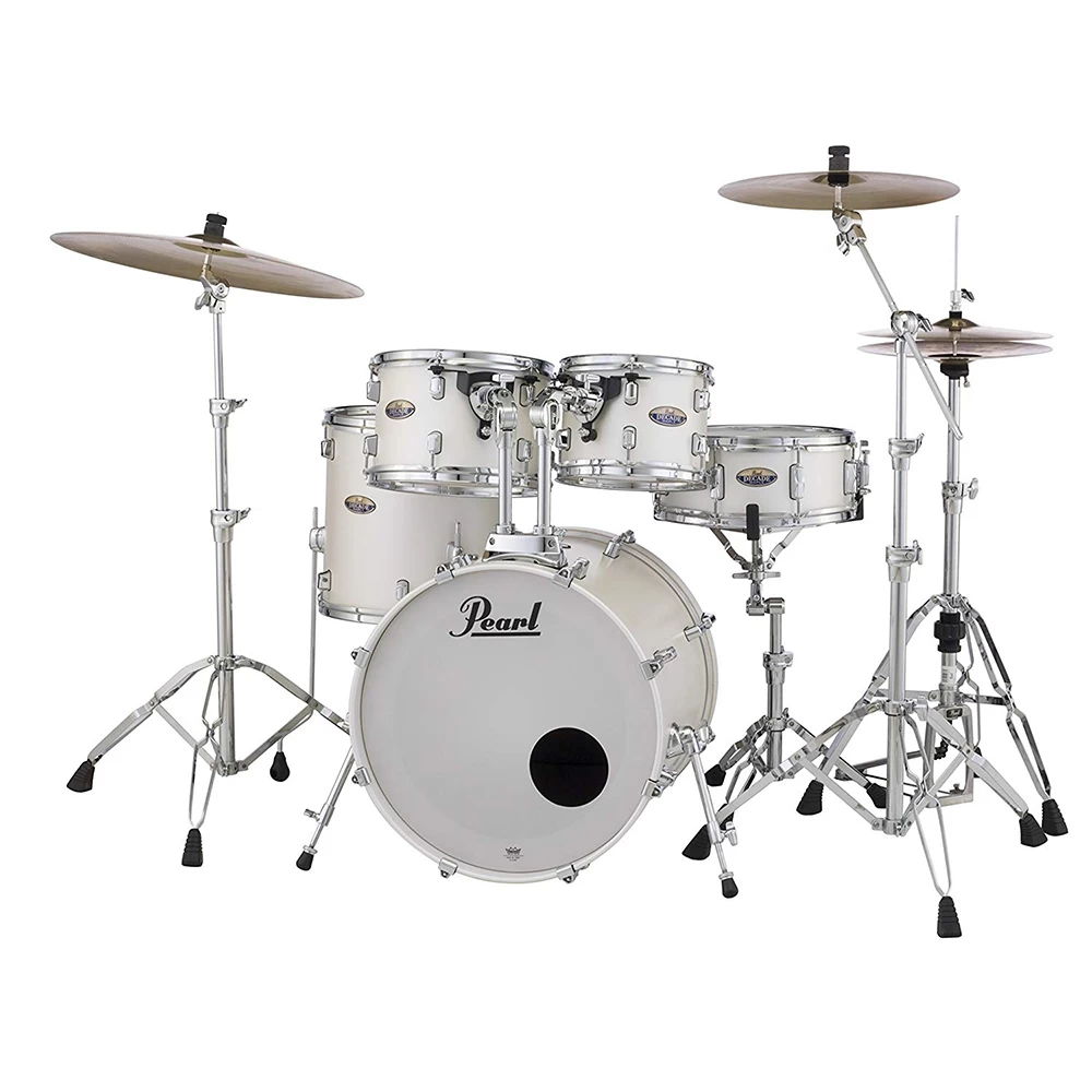Pearl Drums DMP925SP/C Decade Maple 5pc Drum Kit W/ TH900I Tom Holders, #229 White Satin Pearl 3 Pearl Drums DMP925SP/C Decade Maple 5pc Drum Kit W/ TH900I Tom Holders, #229 White Satin Pearl