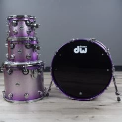 DW Drum Workshop Collectors Series 4-Piece Drum Kit Shell Pack, Lacquer Specialty Lavender Glitz