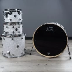 DW Drum Workshop Performance Series 4-Piece Shell Pack Drum Kit, White Marine