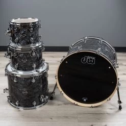 DW Drum Workshop Performance Series 4-Piece Shell Pack Drum Kit, Black Diamond Ply