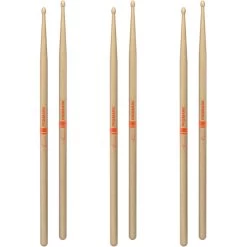3-Pack Of ProMark Anika Nilles Lacquered Hickory Drumstick Pair, Wood Tip