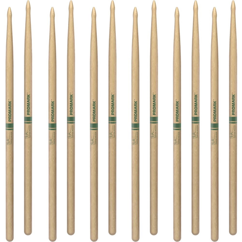 6-Pack Of ProMark Carter McLean Lacquered Hickory Drumstick Pair, Wood Tip 3 6-Pack Of ProMark Carter McLean Lacquered Hickory Drumstick Pair, Wood Tip