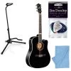 Tagima Guitars America Series Kansas T Acoustic Electric Guitar, Black W/ Stand, Cloth, Picks -Musical Instrument Shop bu tag kansas bk eq
