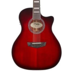 D'Angelico Premier Fulton 12-String Acoustic Electric Guitar, Ovangkol Fretboard, Trans Black Cherry Burst -Musical Instrument Shop dan 680196090605 4